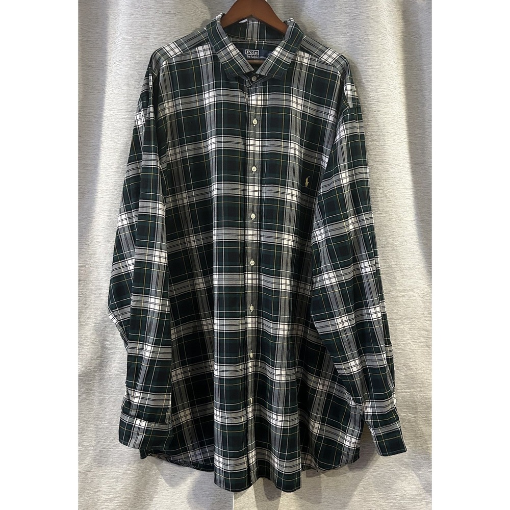 Polo Ralph Lauren Performance Green Flannel Plaid Shirt Mens 4XLT